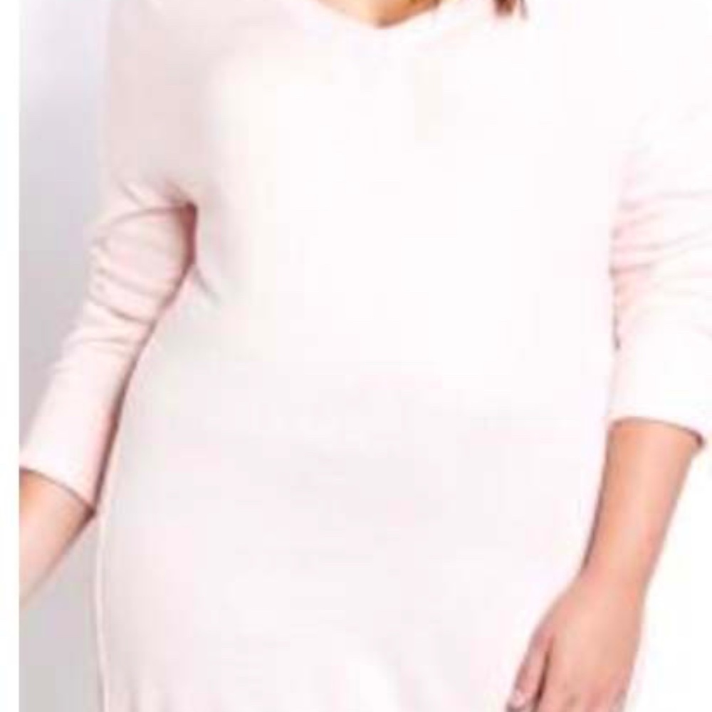 BOYFRIEND SWEATER, LOTUS (Light Pink), SZ 3X, HI-LO HEM, SIDE SLITS, LONG SLEEVE